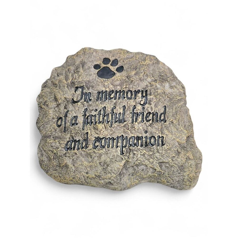 NorthCrest Pet Memorial Garden Stone Paw Print Gray Engraved Decor